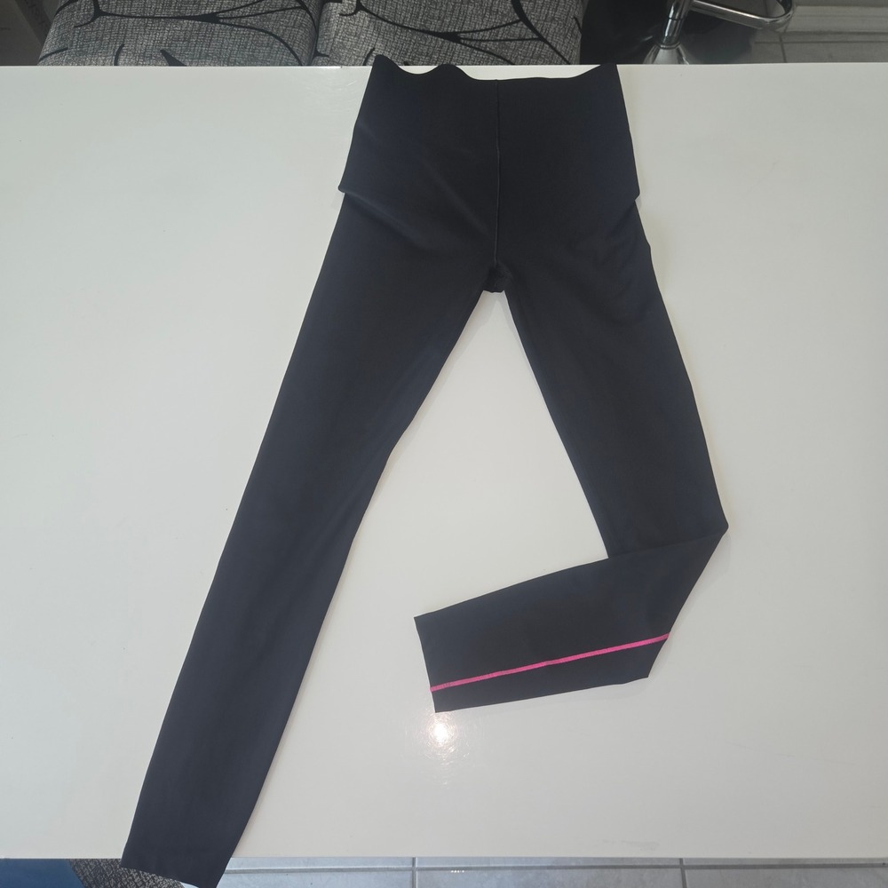 Savage X Fenty Womens Black High Waisted Leggings Pink Contrast Stitch Size M